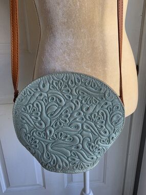 Embossed Leather Crossbody Bag - Made In Italy